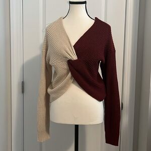 No Boundaries Two Tone Knot Front Sweater 🌟